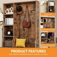 thumbnail image 6 of Craftian 39" Hall Tree with Shoe Storage, Coat Rack with Bench for Entryway Corner Narrow Adjustable Shelf, Brown, 6 of 10