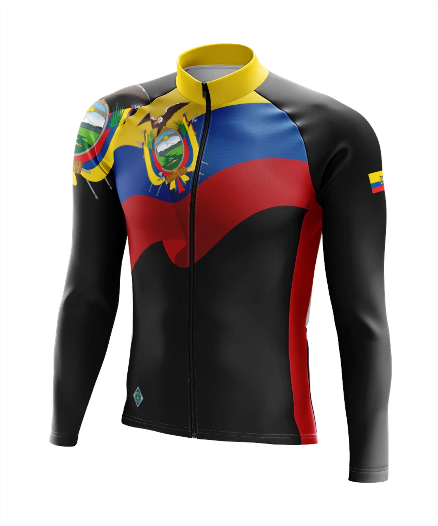 Team Ecuador Waving Proudly Men's Black Cycling Jersey Bib Short Set