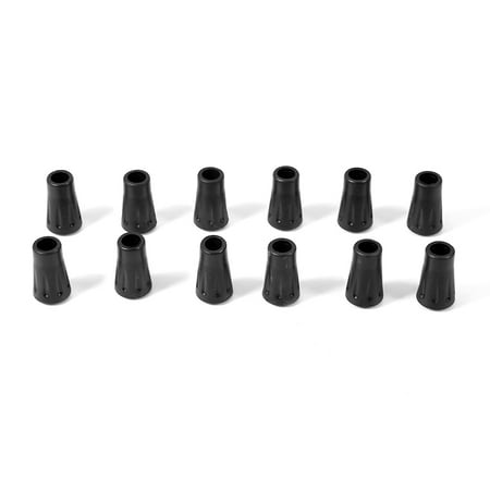 Yosoo 12pcs Black Rubber Long Head Rod Cap Protector For Walking Hiking Trekking Poles, tip end cup, hiking pole (Best Shoes For Pole Vaulting)