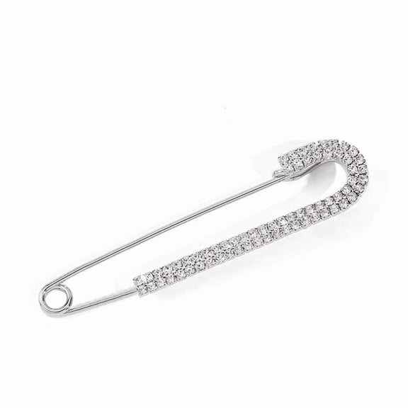 Zhuge Women Crystal Big Safety Pin Jewelry Brooch Knit Scarf Lapel or Collar Brooch Pin (silvery)