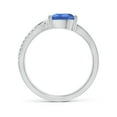 thumbnail image 2 of ANGARA Natural 1.1 ct Tanzanite and Diamond Bypass Ring with Leaf Motif in 14K White Gold for Women (Size-8x6mm) | December Birthstone, Anniversary, Jewelry Gift for Women | Natural Tanzanite Ring, 2 of 10