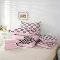 thumbnail image 6 of jejeloiu Geometric Plaid Grid Bedding Comforter Set 7 Pieces,Modern Geometric Checkered Full Bedding Set,Pink Black Checkerboard Fitted Sheet Flat Sheet For Child,Microfiber Bedroom Decor Reversible, 6 of 8