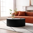 thumbnail image 5 of Sleek and Modern Round Coffee Table with Eye-Catching Relief Design, Black 76996, 5 of 7