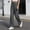 Gray, variant on Dolkfu Straight-Leg Women'S Pants Minimalist Regular Black High-Waist Joggers Pants Solid Elastic Waist Modern Outdoor Pants Black,L
