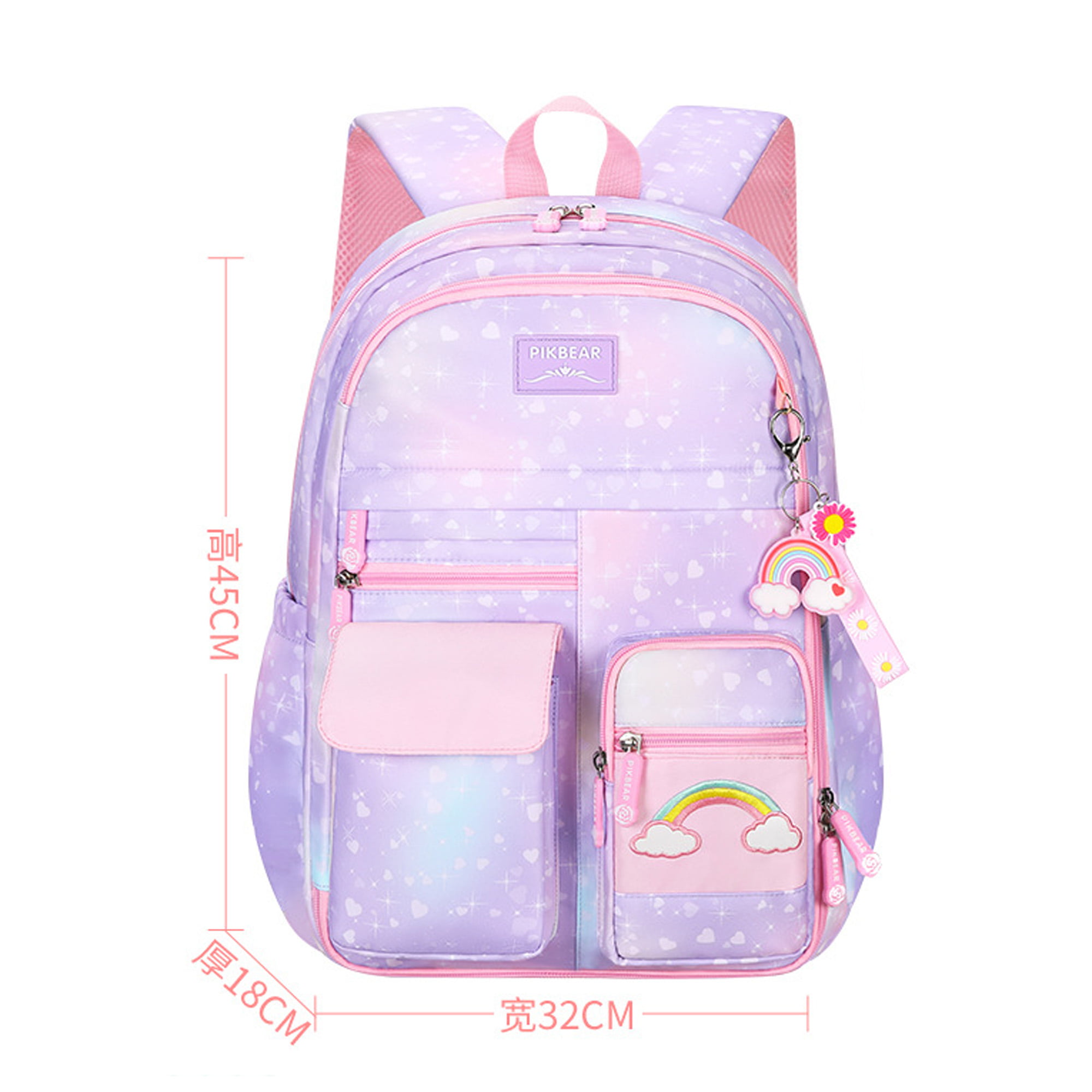 QingY School Backpack Grade 3-6 Years Cute Colorful School Bag for Girls,Pink, Women's, Size: Large