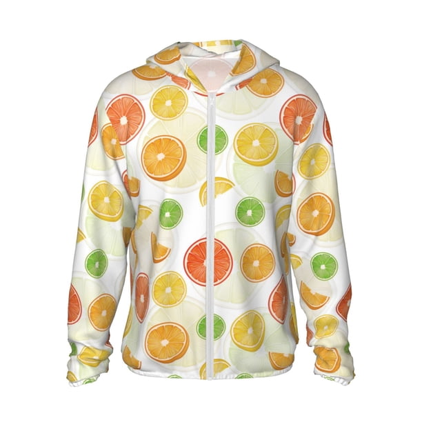 Balery Colorful Lemons Sudadera ligera de manga larga con capucha y protección solar UPF 50+ para hombre y mujer, ideal para pesca y running-X-Large