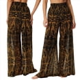 thumbnail image 3 of Pantalones Anchos de Cintura Alta con Elástico para Mujer, Pantalones Casuales Largos para Estar en Casa Amarillo M, 3 of 6