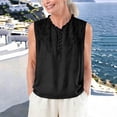 thumbnail image 2 of ZVNAH Haut Sans Manches à Broderie Florale pour Femme, Blouse Décontractée Style Henley à Col en V Volanté, P-2TG, 2 of 5
