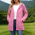 thumbnail image 4 of Smsaxvxz Plus Size Rain Jacket for Women Casual Striped Lined Hooded Lightweight Raincoat Outdoor Waterproof Windbreaker Pink 2XL, 4 of 10