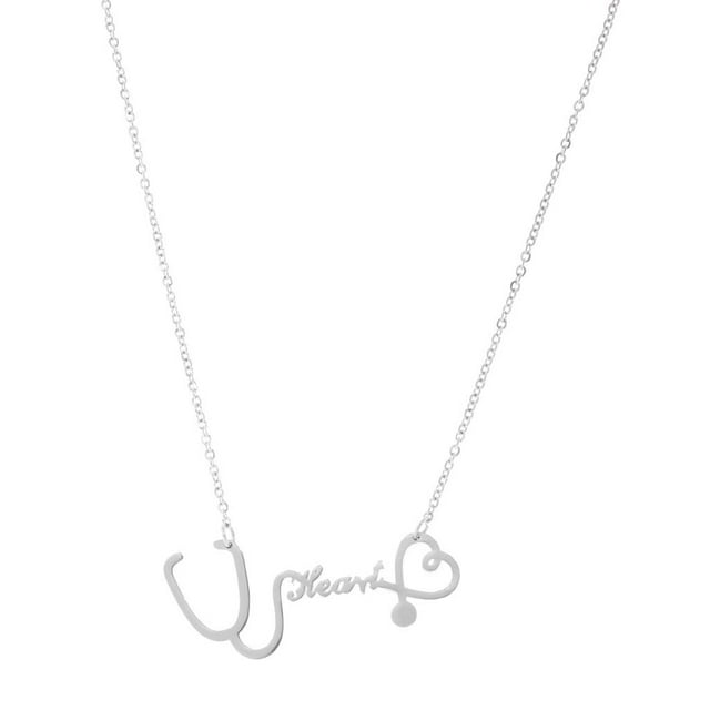 Estetoscopio Corazón Colgante de Diseño Sunnimix Collar de las mujeres Color plata