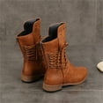 thumbnail image 6 of VKEKIEO Girls' Boots Round Toe High Heel Heels Lace Lace-Up Brown Fall Boots, 6 of 6