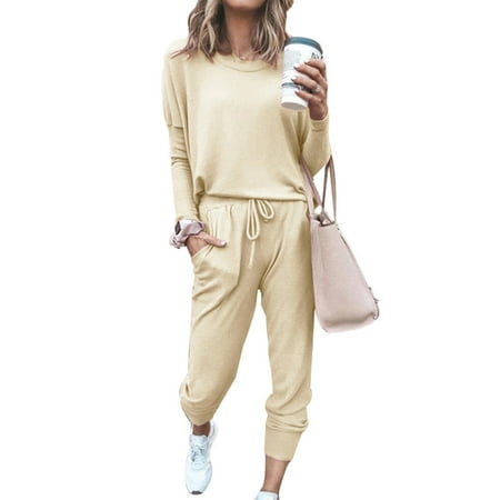 

Cindysus Ladies Nightwear Drawstring Sleepwear Pjs Loungewear Sleeping Lounge Set Loose Pajamas Sets Khaki XL
