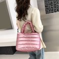 thumbnail image 4 of Large Capacity Smooth Zipper Adjustable Straps Handheld Lazy Pillow Shoulder Bag Women Lightweight Winter Down Cotton Padded Handbag, 4 of 10