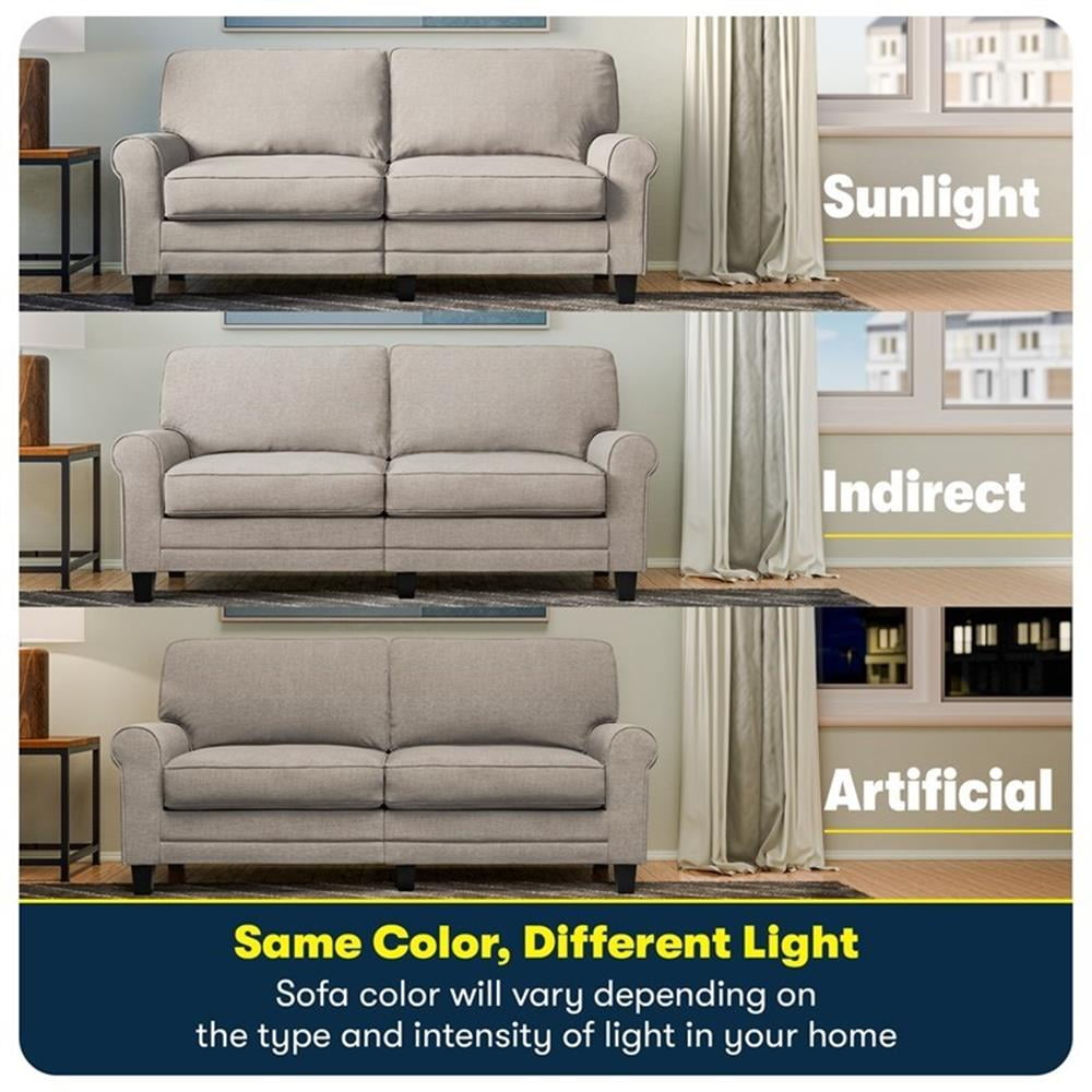 Bowery Hill 61" Rolled Arm Loveseat Sofa with Removable Covers Light Gray