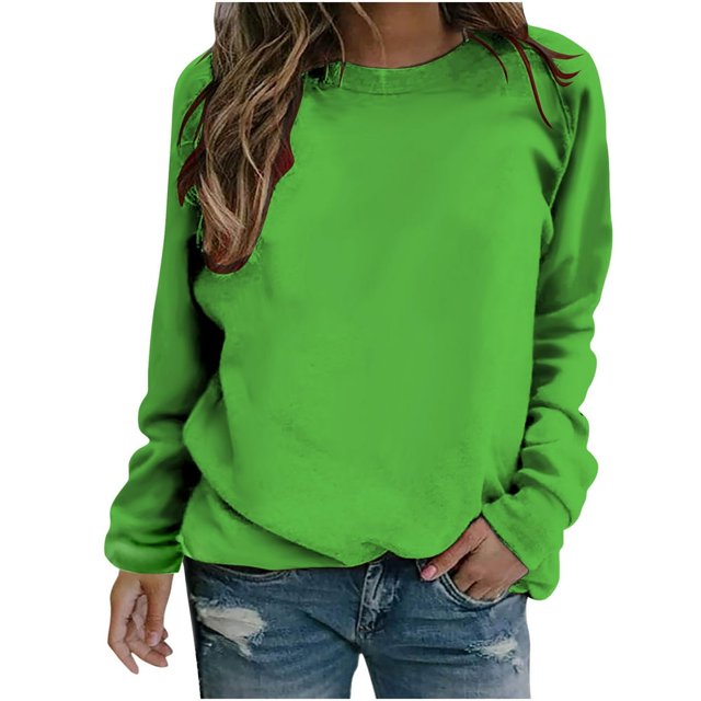 Sweatshirts Décontractés à Col Rond pour Femmes Manches Longues Coupe Ample Pull Doux Tenues de Mode Automne