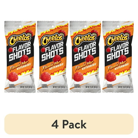 (4 pack) Cheetos Flavor Shots Flamin' Hot Asteroids Flavored Snacks, 1.25 oz Bag
