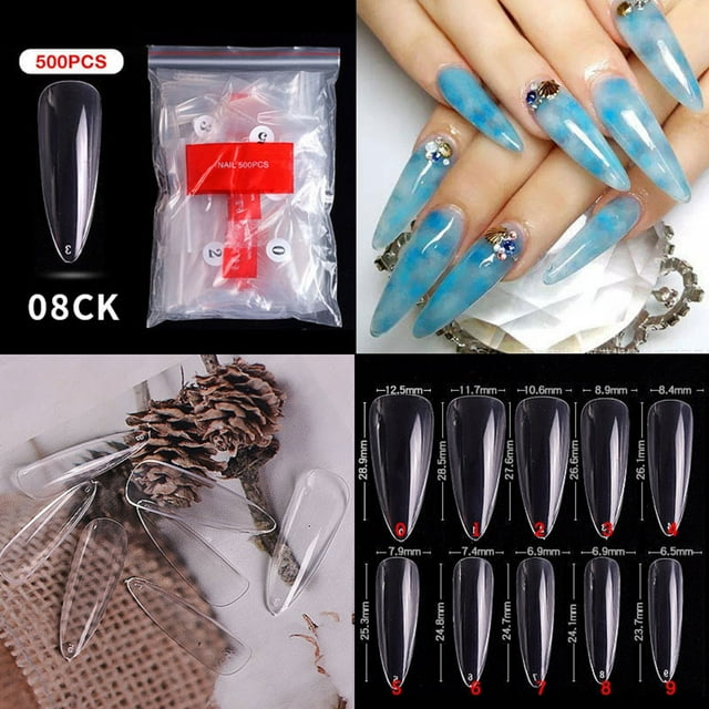 Fiudx Uñas Francesas Puntiagudas, Uñas de Ataúd Superlargas, Fáciles de Cortar y Pintar, Material Abs Ecológico, Ideal para Decoración de Uñas, Salón de Belleza o Fiestas, Regalo Perfecto para Tus Se