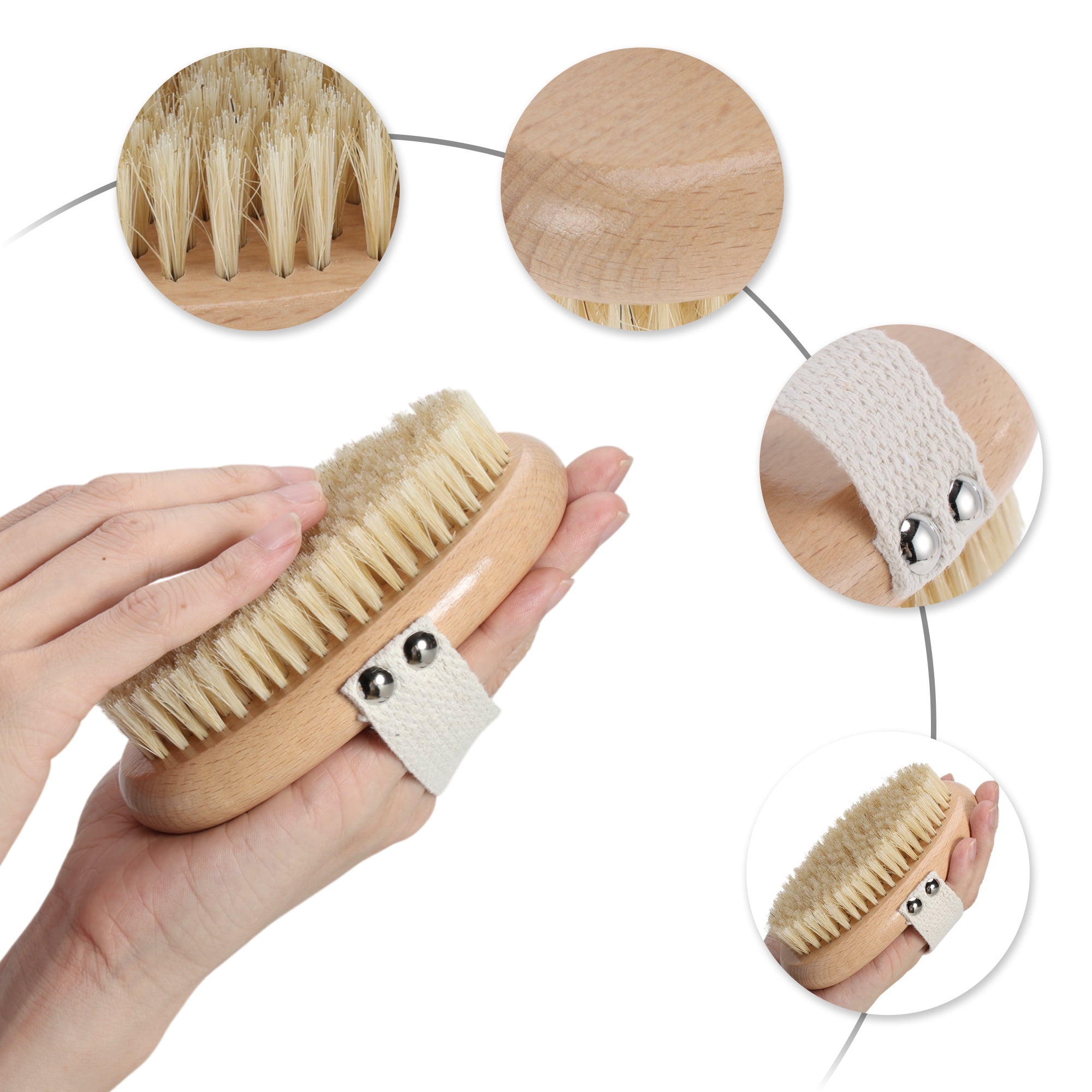 Unique Bargains Wooden Natural Bristle Bath Brush in Light Wood for Effective Exfoliation