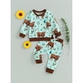 thumbnail image 2 of Liacowi Toddler Baby Boy Girl Autumn Clothes 6M 12M 18M 24M 3T Newborn Flower Print Long Sleeve Sweatshirt + Sweatpants Infant 2Pcs Fall Christmas Outfits, 2 of 9