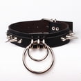 thumbnail image 2 of RV O Ring Punk Goth Metal Spike Collar de cuero tachonado para hombres y mujeres Sailing Electrónica, 2 of 5
