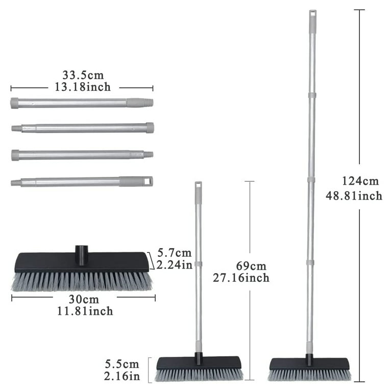 LandHope Push Broom Floor Scrub Brush,42Long Handle Hard Bristle