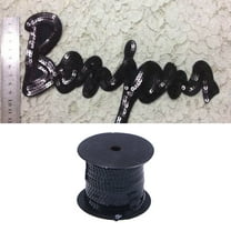 Masteelf 6mm Spangle Flat Sequins Paillette String Ribbon Applique for DIY Attire Bridal Wedding (100 Yard/Roll Black)