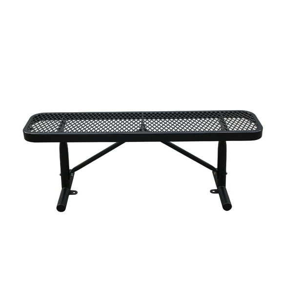 Bstjewey 4ft Powder-Coated Steel Park Bench, Outdoor Heavy Duty Metal Backless Bench with Portable Frame, Commercial Bench for Mall, Store, Patio, Black