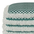 thumbnail image 4 of Simpli Home Leah Boho Square Woven Pouf in Turquoise and White, 4 of 5