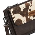 thumbnail image 5 of Wrangler RFID Crossbody Wallet Purse Vegan Leather Small Purses for Women with Phone Pocket and Adjustable Strap, Cow Print-Coffee, 5 of 8