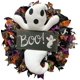 thumbnail image 1 of Guirnalda DizeyBoyo para puerta de entrada, decoración de Halloween, corona de fantasma blanca amigable para Halloween, 1 of 6