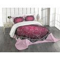 thumbnail image 3 of Ambesonne Purple Mandala Quilted Bedspread Set 3 Pcs, Classic Baroque, Queen Size, Pale Pink Maroon Black, 3 of 5