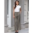 thumbnail image 2 of DARING DIVA Women's Plaid Vintage Wide Leg Trousers for Work XX-Large Grey Brown, 2 of 7