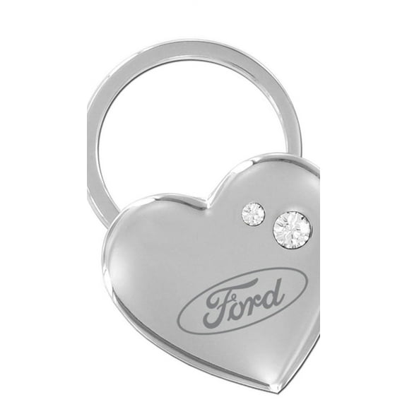 Ford Heart Shape Keychain With 2 Clear Crystals Key Chain