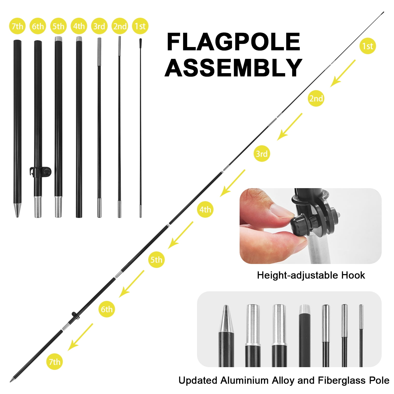 QSUM Batteries Sale Feather Flag with Flag Pole Kit and Ground Spike, 8.2FT Batteries Windless Flag Banner Sign Business for Outdoor Advertising Sign Decoration Display