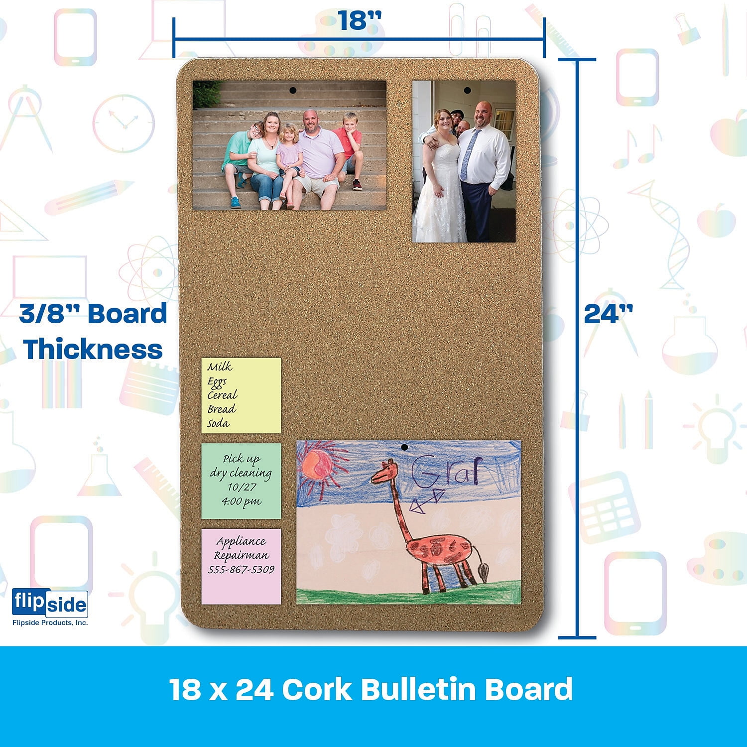 Lightweight Reminder, Notes 18 x 24 Cork Bulletin Board Set of 5