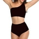 thumbnail image 1 of Traje de baño de un solo hombro para mujer, tankini, conjunto de bikini de cintura alta, traje de baño push up de 2 piezas, negro, 1 of 7