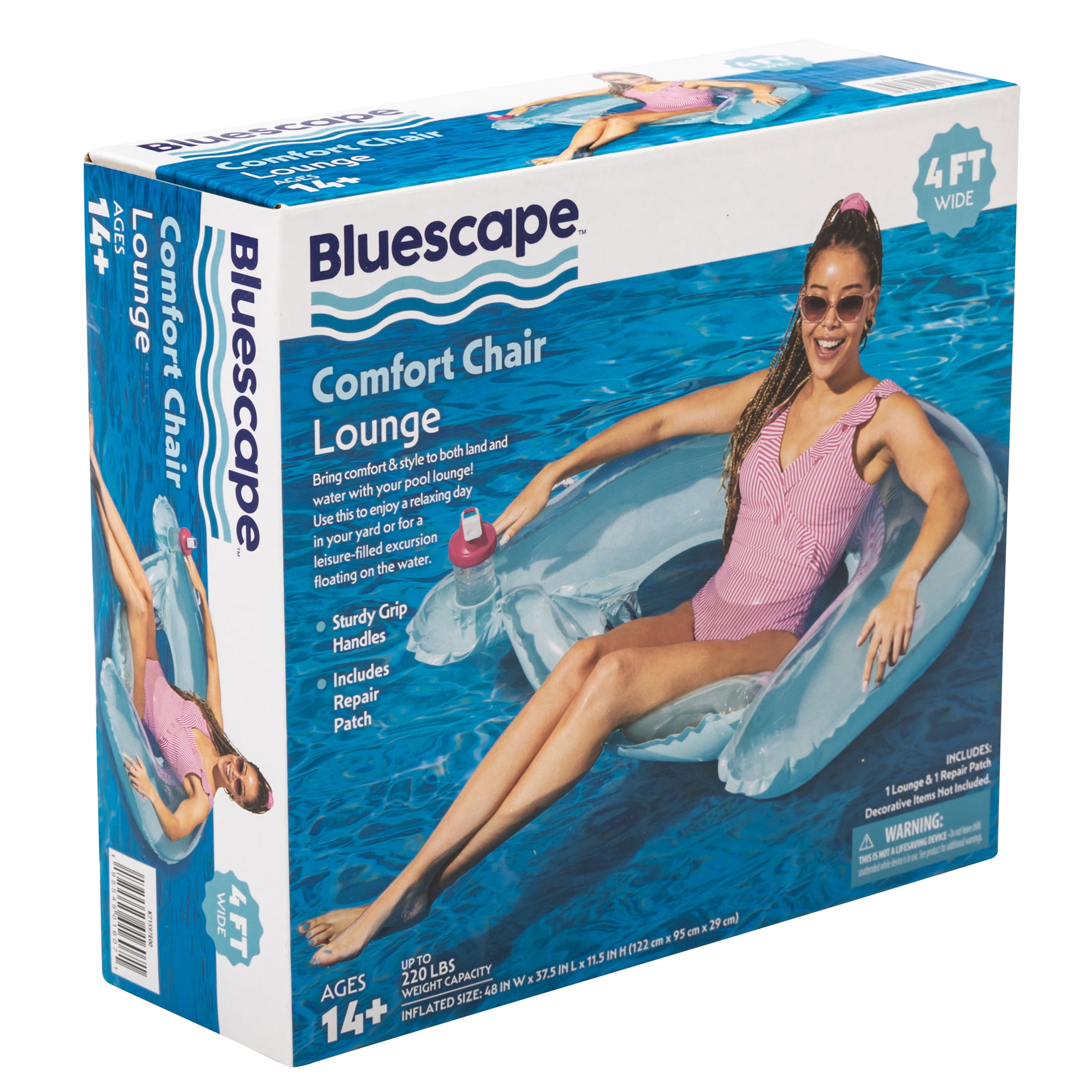 Bluescape Inflatable Comfort Chair Lounge Pool Float, Teal, Age 14 & up, Unisex