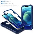 thumbnail image 5 of Military Grade Drop Impact for iPhone 15 Plus Camera Lens Slide Protection Case 360 Metal Rotating Ring Kickstand Holder Armor Shockproof Case For iPhone 15 Plus, Blue, 5 of 11