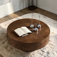 thumbnail image 2 of Hassch 31.4" Simple Coffee Table, Round Cocktail Table for Home Office, Walnut, 2 of 7