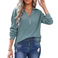 thumbnail image 1 of Suéter de cuello alto para mujer, jersey de manga larga, prenda exterior informal, color azul, talla L, otoño e invierno, 1 of 6