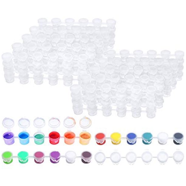 80 Tiras, 480 Botes, Tiras de Pintura VacíAs, Botes de Pintura, Mini Botes de Pintura, Contenedores de Almacenamiento Transparentes para Pinturas ArtíSticas (3Ml)