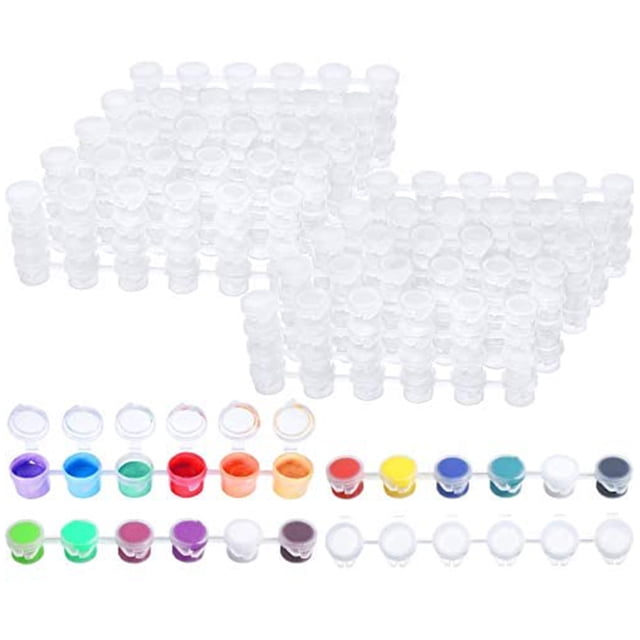 80 Tiras, 480 Botes, Tiras de Pintura VacíAs, Botes de Pintura, Mini Botes de Pintura, Contenedores de Almacenamiento Transparentes para Pinturas ArtíSticas (3Ml)