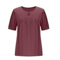 thumbnail image 6 of Summer Shirts for Women, ZHUGeLI Fashion Women's Casual Solid Color Short Sleeve Round-Neck Blouses Shirts, 6 of 7