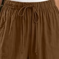 thumbnail image 6 of LEAVINGSUO Linen Pants for Women Solid Color Casual Decorative Button Drawstring Capri Trousers Brown XXL, 6 of 8