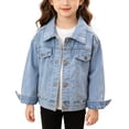 thumbnail image 4 of Toddler Girls Cute Embroidery Denim Jacket, Long Sleeve Coat With Side Pockets Fashion Casual Outerwear for Spring Autumn Baby Girls Blue 9-10 Years, 4 of 4