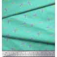 thumbnail image 2 of Soimoi Green Cotton Duck Fabric Leaves & Periwinkle Floral Print Fabric by the Yard 56 Inch Wide, 2 of 3