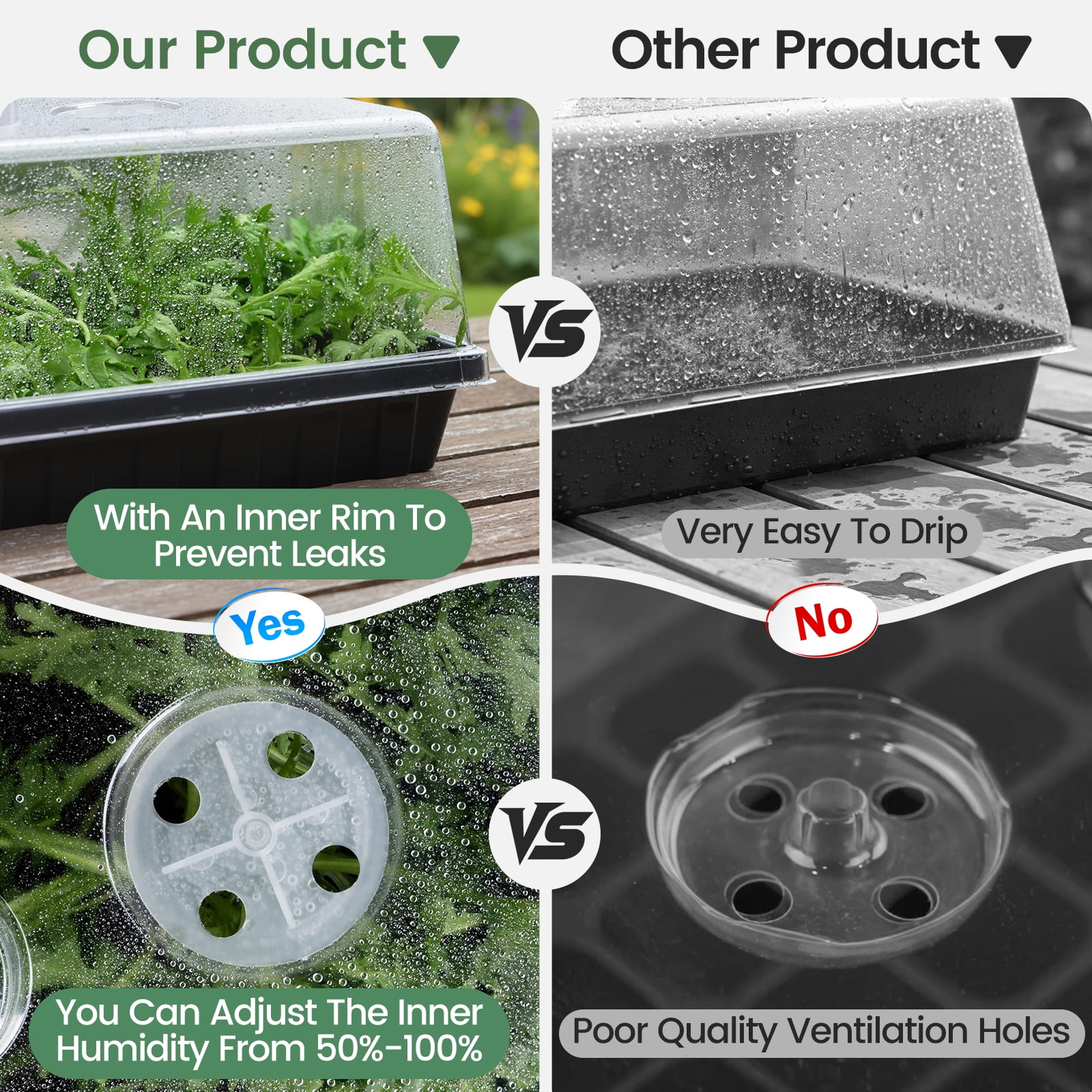 20 Pack Heavy Duty 5" Humidity Dome for 1020 Seed Starter Trays – Clear Vented Propagation Cover & Cloning Lid for 10x20 Flats, Seed Starting & Germination