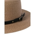 thumbnail image 5 of Blotona Women Straw Hat Adjustable Flat Top Beach Sun Hats Wide Brim Straw Panama Bucket Fedora Fisherman Hats with Stud Strap, 5 of 6