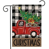 Christmas Garden Flag 12x18 Inch Double Sided Winter Yard Flag Christmas Tree Garden Flag for Home Welcome Holiday Seasonal Decoration