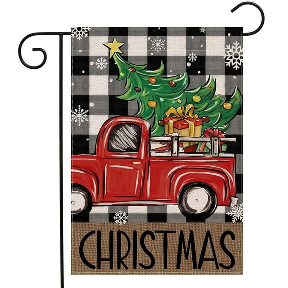 Christmas Garden Flag 12x18 Inch Double Sided Winter Yard Flag Christmas Tree Garden Flag for Home Welcome Holiday Seasonal Decoration